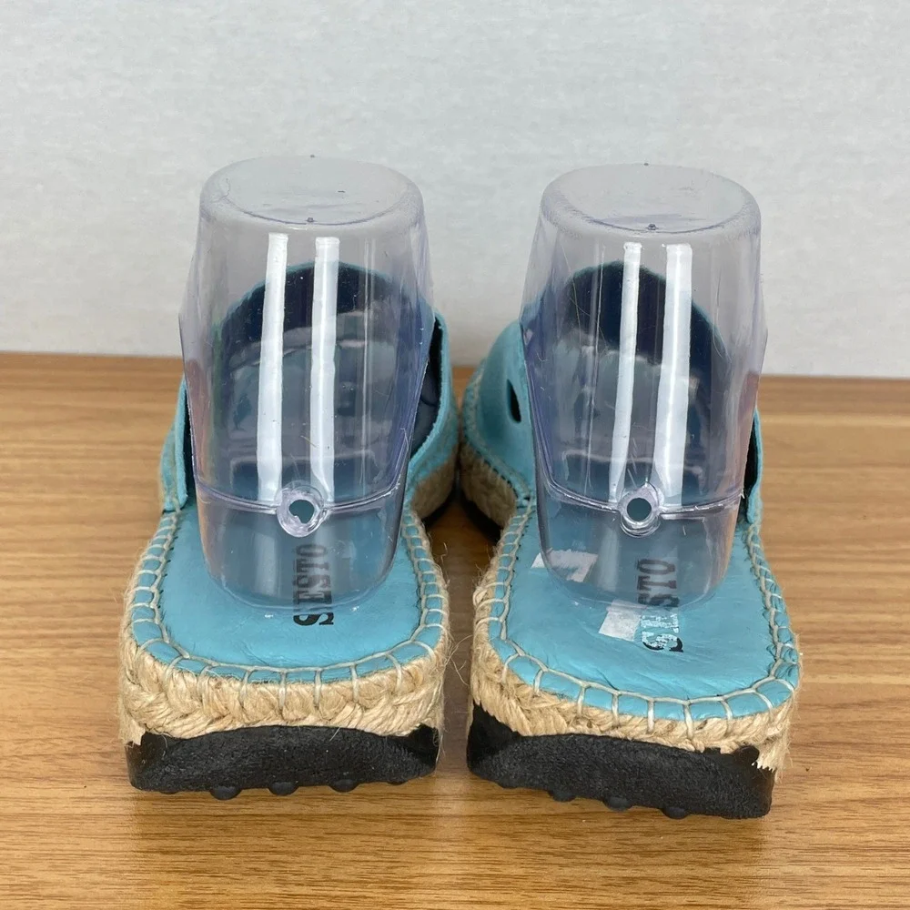Sesto Meucci Turquoise Suede Espadrille Slide Sandals Womens 8 Laser Cut Coastal - Picture 4 of 9